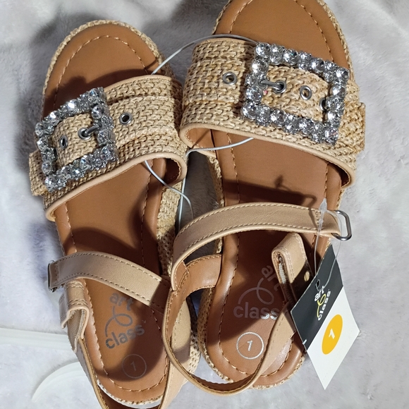 Art Class Tan Sandals with Bling Silver Buckles - Picture 4 of 5
